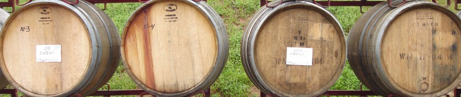 Wine barrels at Boeger Vineyards
